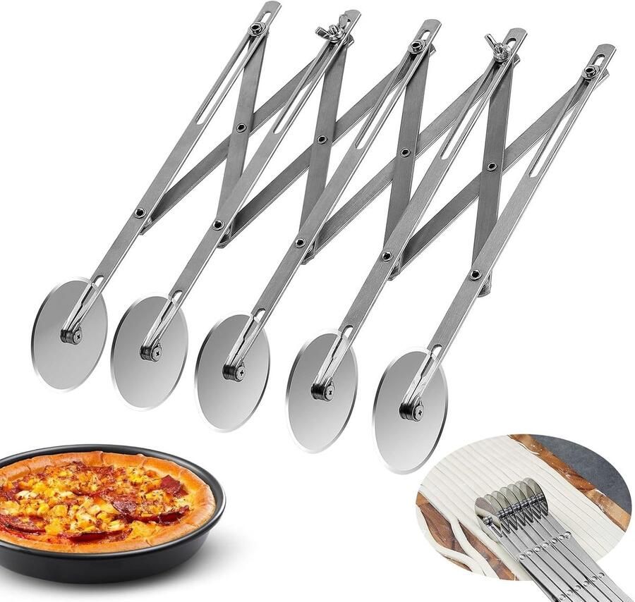 Verstelbare Multiwiel Pizzasnijder van RVS Multifunctionele Keuken Tool met 5 Wielen voor Perfecte Snedes