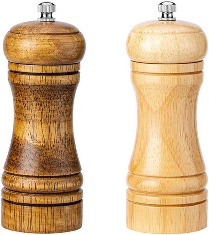 Verstelbare pepermolen handmatig van hout keramische kern kruidenmolen 2-delig 12 7 cm pepermolen voor professioneel en privégebruik in de keuken