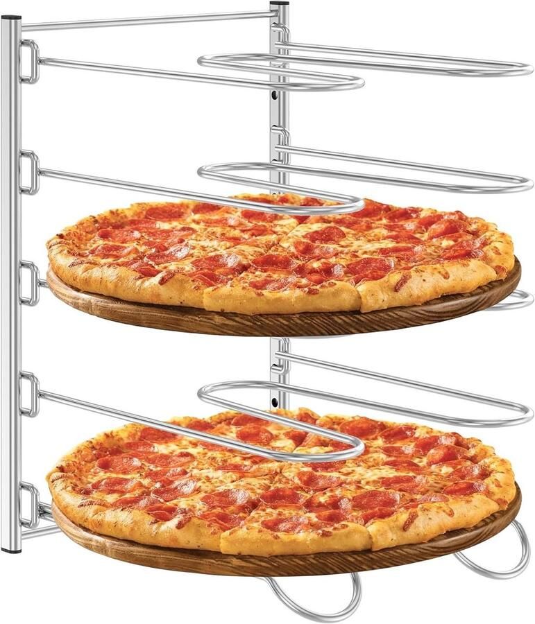 Verstelbare Pizza Stand met 5 Pizzaplaten Antislip Houder voor Bakplaten en Feestjes