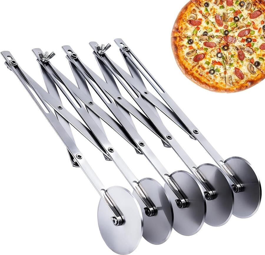 Verstelbare RVS Deegsnijder met Handvatten Ideaal voor Pizza Taart en Brood Multi-Ronde Deegsnijder voor Bakken en Decoreren