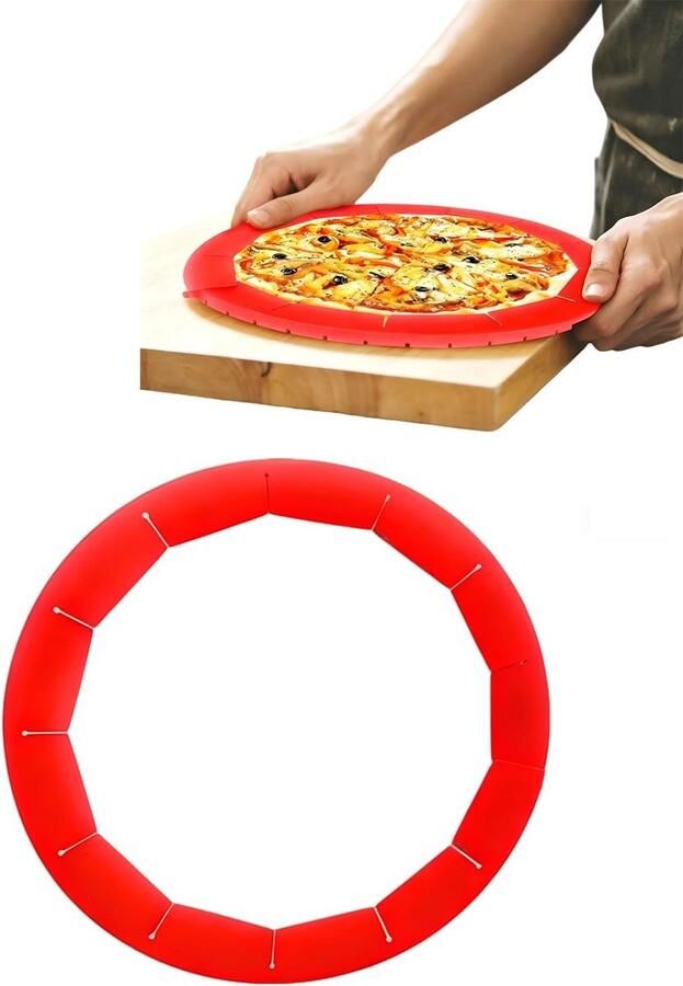 Verstelbare siliconen korstbescherming voor perfecte taarten en pizza voorkomt verbrande randen en zorgt voor gelijkmatig bakken ideaal keukenaccessoire voor bakliefhebbers en thuisbakkers