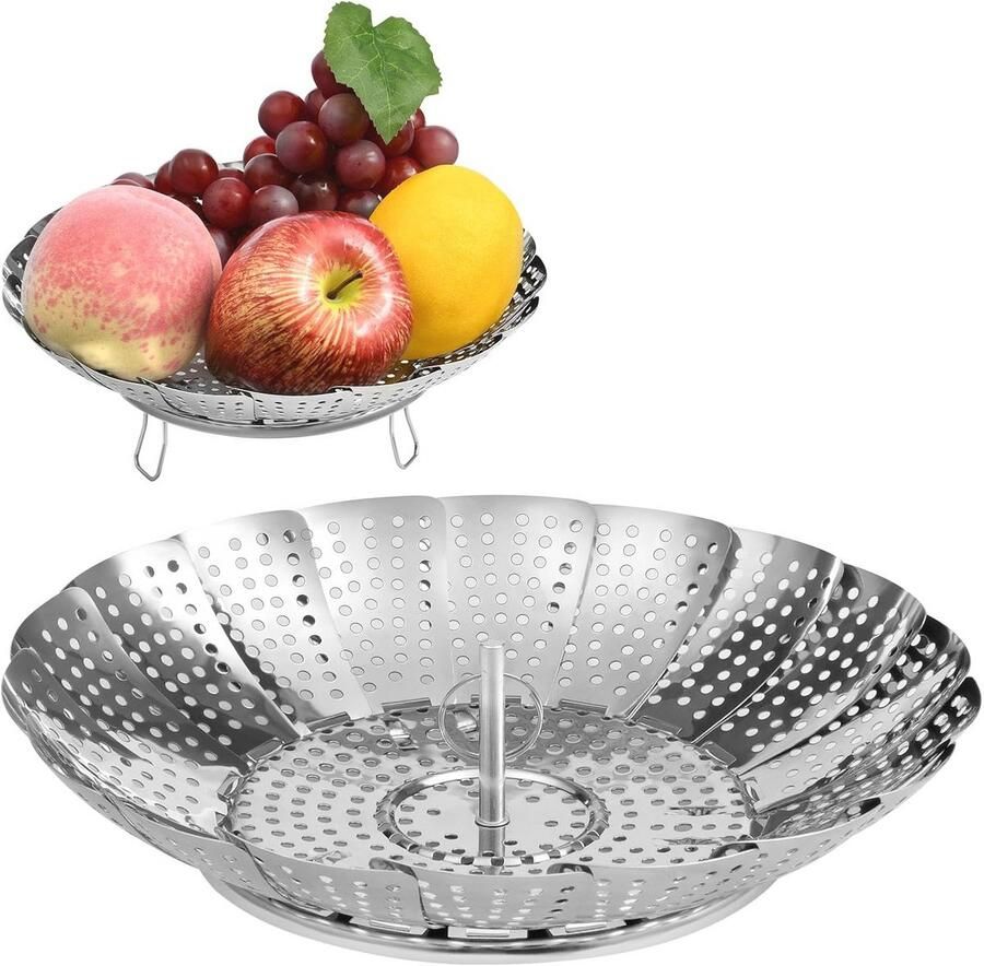 Verstelbare Stoommand voor Groenten en Zeevruchten Uitschuifbaar en Opvouwbaar