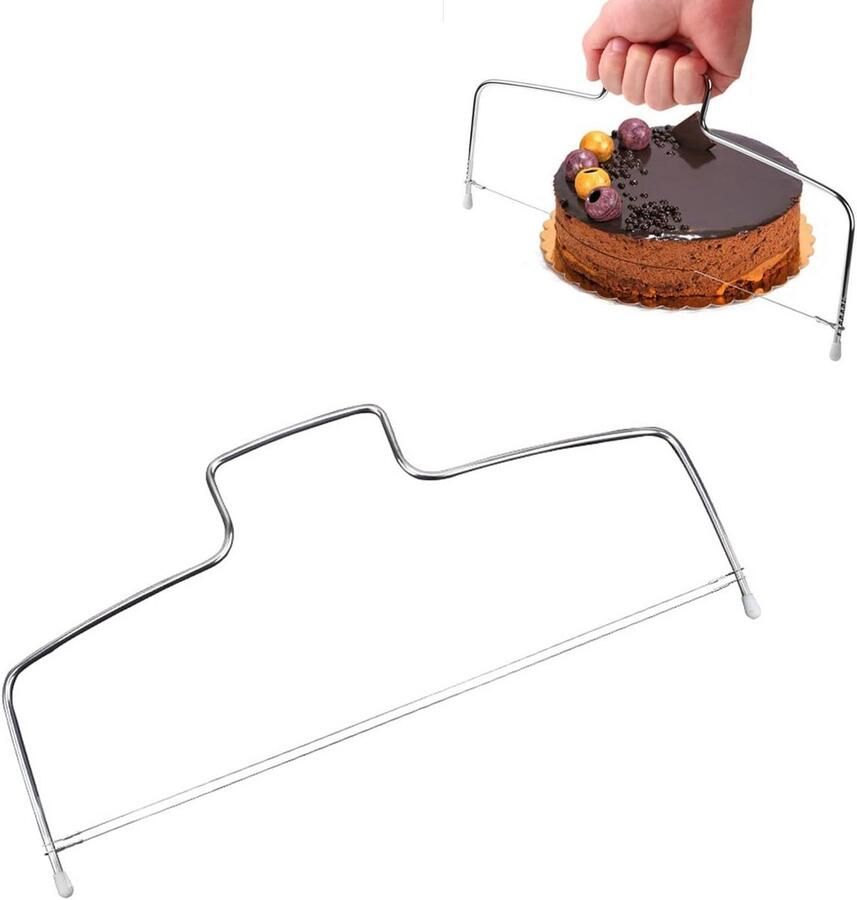 Verstelbare Taartsnijder en Broodsnijder van Roestvrij Staal Dubbeldraad voor Gelijkmatig Snijden van Taarten en Brood 32 cm