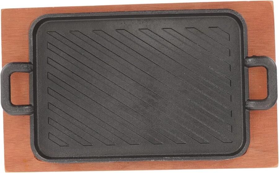 Verstevigde Grillpan Bakplaat Plancha Kamperen Buiten Koken Compact Ontwerp 32 x 19 cm
