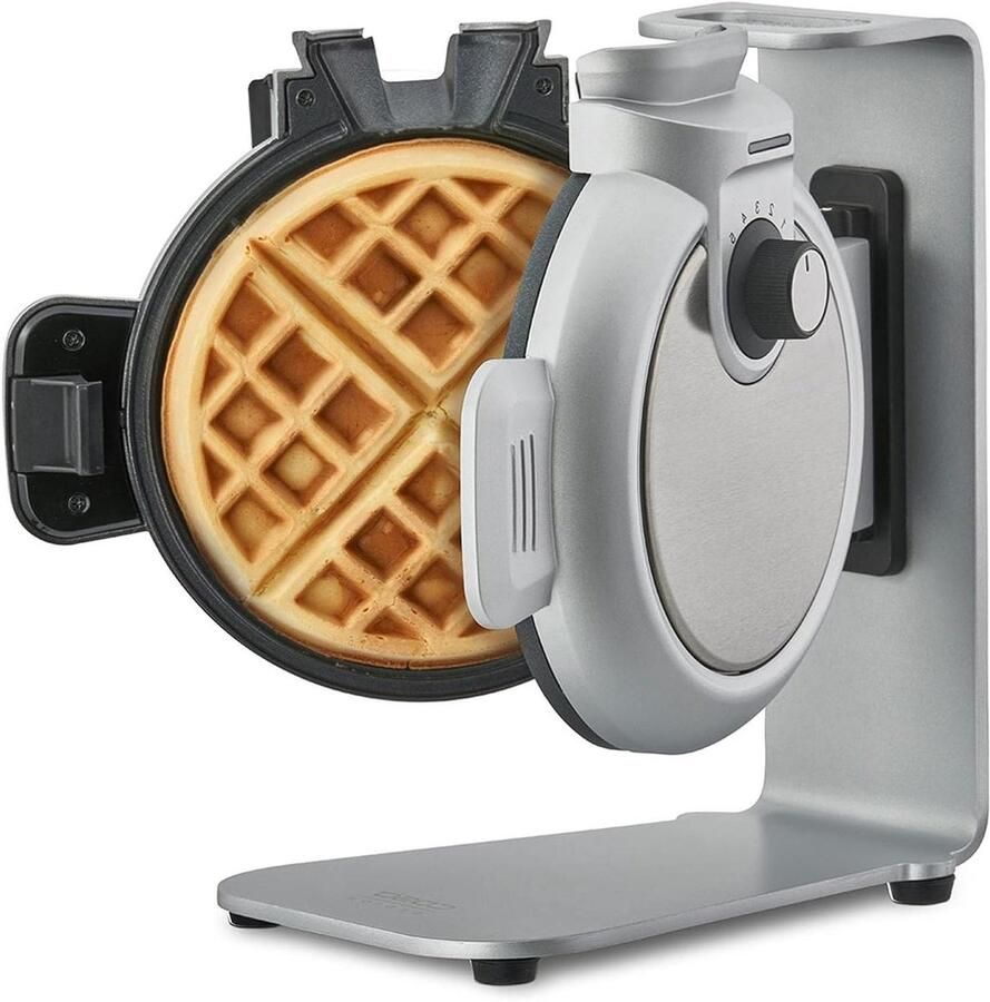Verticaal Wafelijzer Belgische Wafels Zoete Hartige Snacks Geen Overtollig Deeg 18 cm Doorsnee Zilver