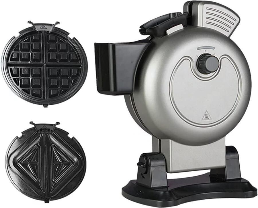 Verticaal wafelijzer Sandwichmaker gebak Ontbijt maken Verticale deegvulling 18cm platen Zilver