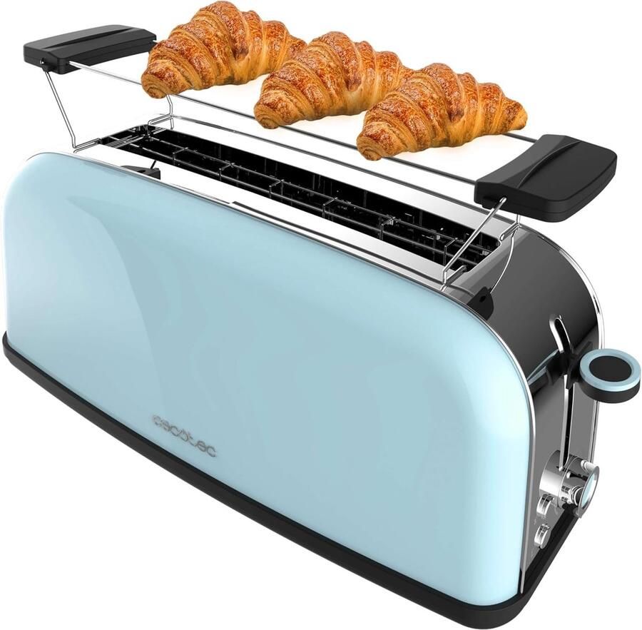 Verticale Broodrooster Lange Sleuf Broodrooster Broodjes Verwarmen Broodjesrek Inclusief 28.5 x 17 x 18.5 cm Blauw