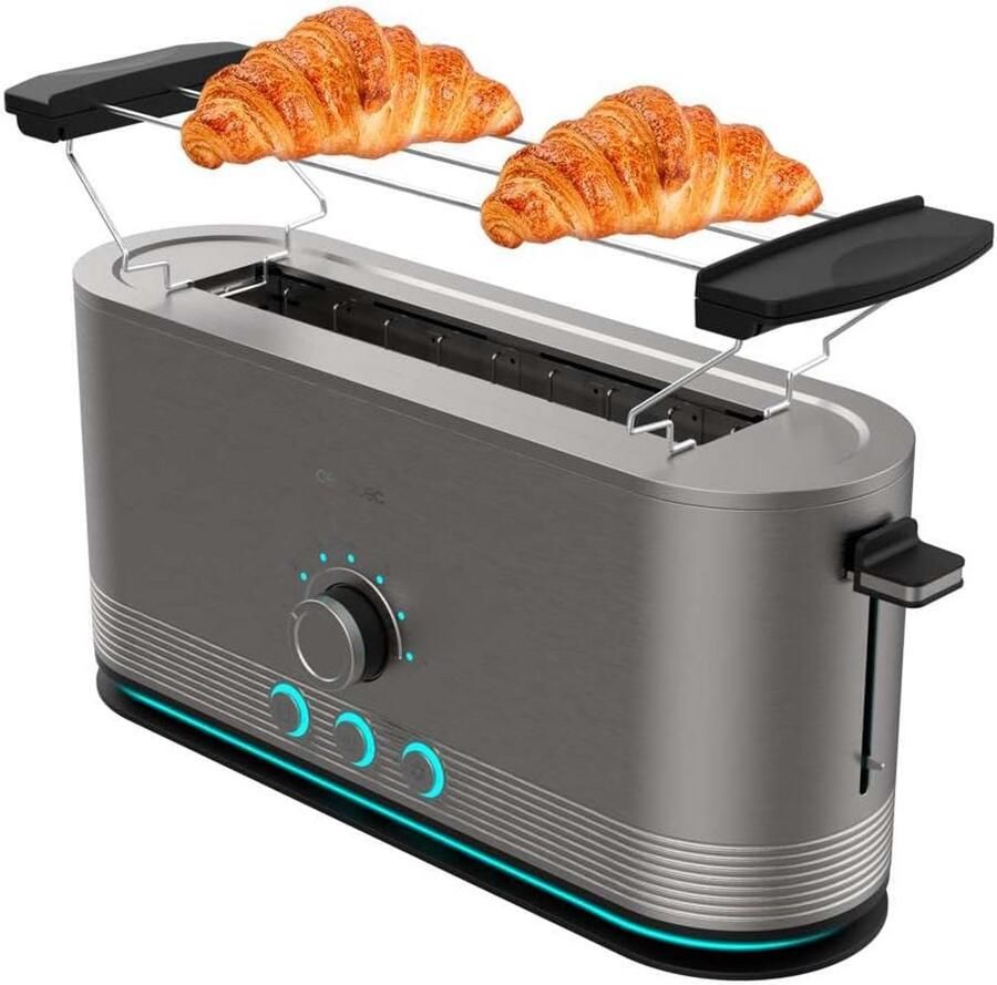 Verticale Broodrooster Roestvrijstaal Broodrooster Ontbijt Maken Lange Sleuf 3.8cm 1050 Watt Staal