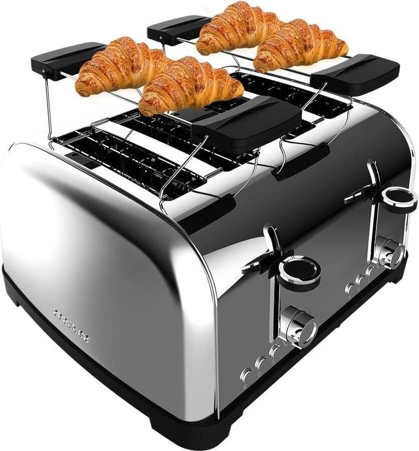 Verticale Broodrooster Toast Apparaat Ontbijt Bereiden Dubbel Roestvrij Staal 325 x 30 x 22 cm Zilverkleurig
