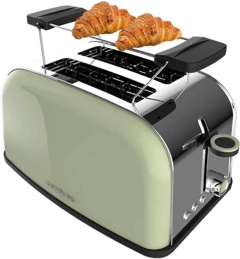 Verticale Broodrooster Toast Apparaat Ontbijt Maken Dubbele Korte Gleuf 17 x 29 x 185 cm Groen