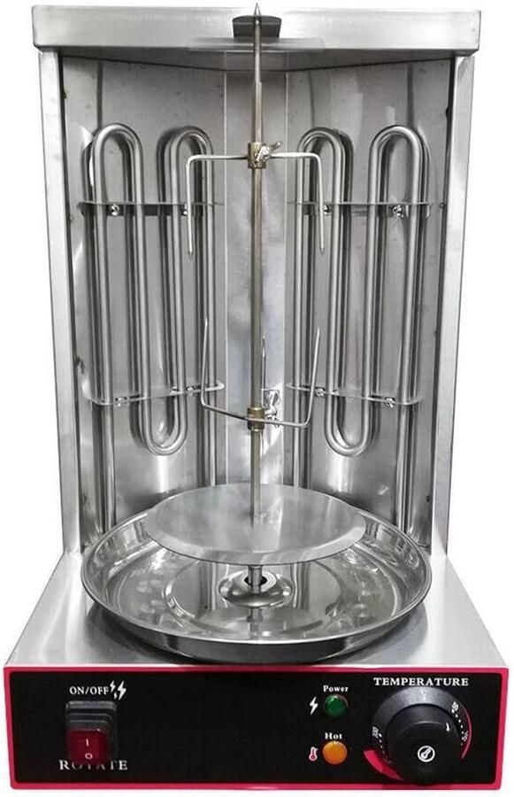 Elektrische Dönergrill Verticale Grill Gelijkmatig Grillen Automatisch Roterende Spies 30 x 48 x 30 cm Zilver