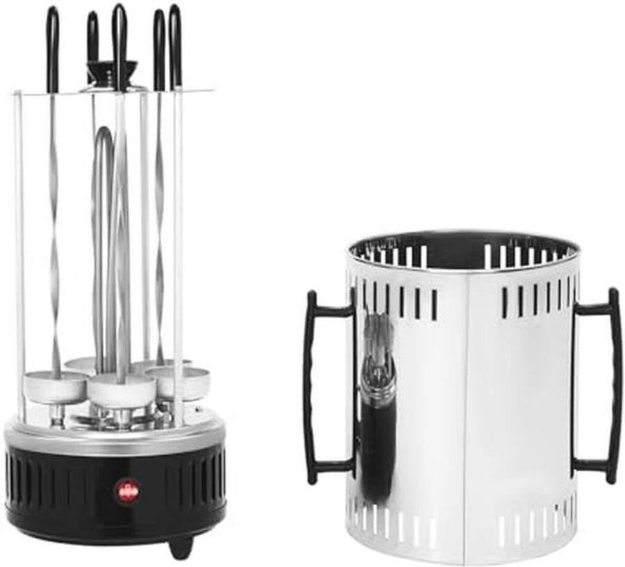 Verticale Elektrische Grill 1000W Tafelgrill met 5 Spiesen en Rotisserie tot 500°C