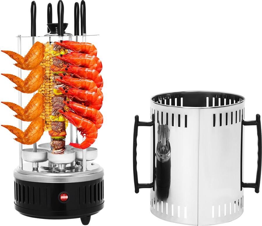 Verticale Elektrische Grill Voor Kebab Gyros Shashlik Met 5 Vorken 1000W 400-500℃ Dönergrill Voor Thuis