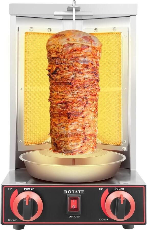 Verticale Grill Gyros Grill Thuis Grillen 360 Graden Rotatie 30x30x49 cm Zilver