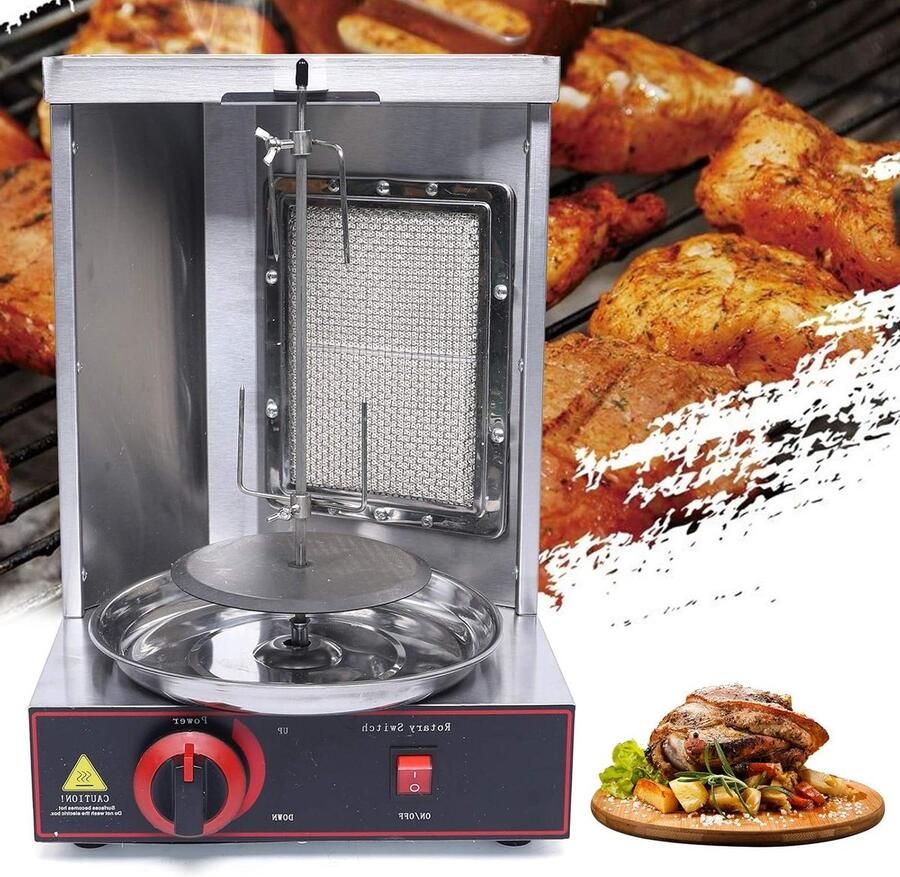 Verticale Grill Döner Grill Kebab Grillen Automatische Rotatie 295x295x490 mm Metaal