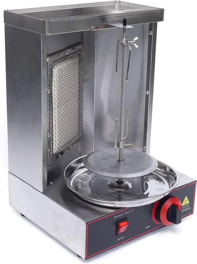 Verticale Grill Döner Kebab Machine Thuis Grillen Roestvrij Staal 295 x 295 x 49 cm Zilver