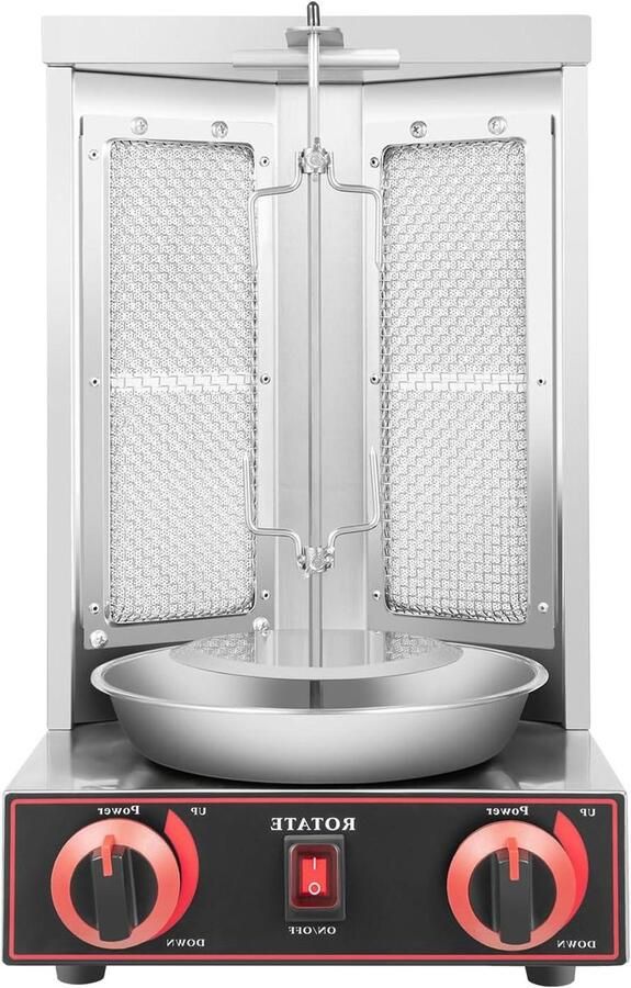Verticale Grill Doner Machine Vlees Grillen 360 Graden Rotatie 8 kg Capaciteit Zilver