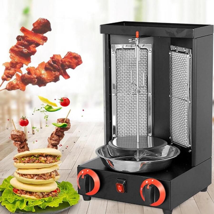 Verticale Grill Draai-oven Vlees Braden Automatische Rotatie Tot 6 kg Zwart