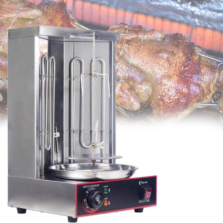 Verticale Grill Draaiende Brochette Gourmet Maaltijden Automatische Rotatie 3000W Vermogen Zilver