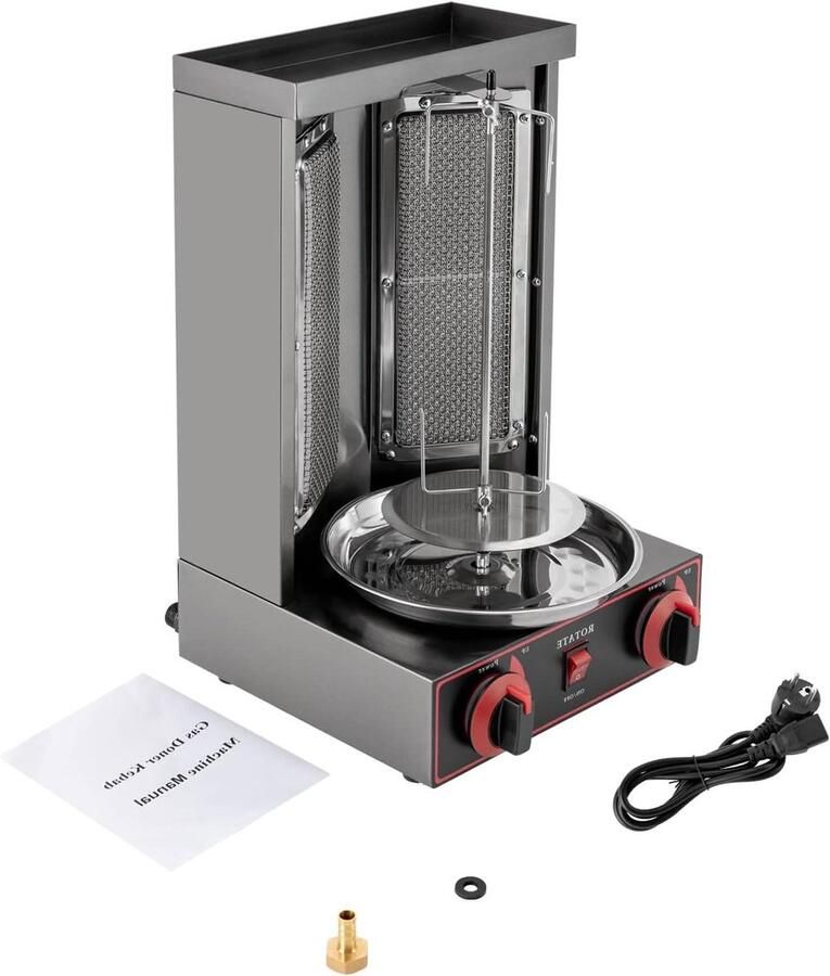 Verticale Grill Draaiende Grill Vlees Roosteren 360 Graden Rotatie 12 kg Capaciteit Zwart