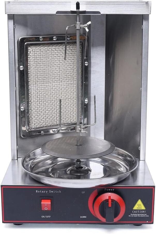 Verticale Grill Draaiende Kebab LPG Koken Roestvrij Staal 49cm Hoog Rood