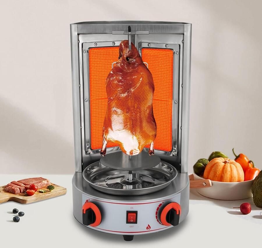 Verticale Grill Draaiende Kebab Machine Thuis Grillen 360 Graden Rotatie 30 x 32 x 48 cm