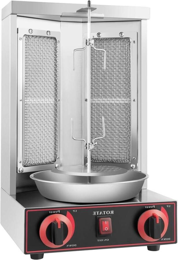 Verticale Grill Gyros Machine Vlees Grillen 360 Graden Rotatie 3000W Vermogen Zilver