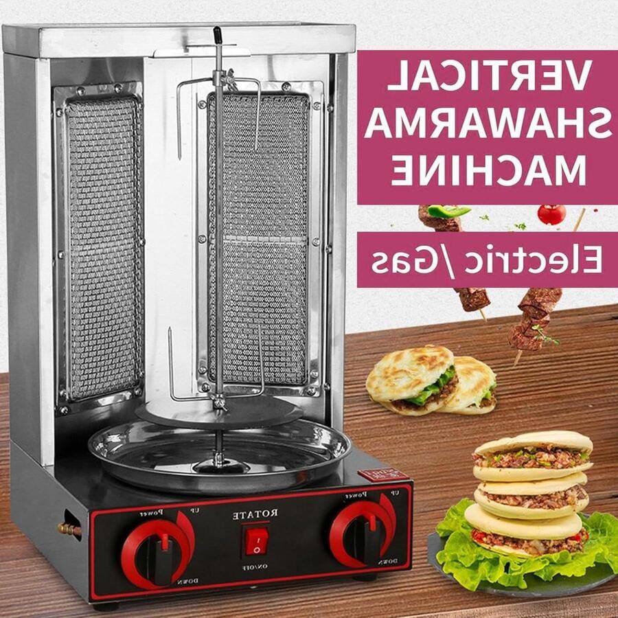 Verticale Grill Draaiende Oven Vlees Grillen 360 Graden Rotatie 30x30x49 cm Zwart