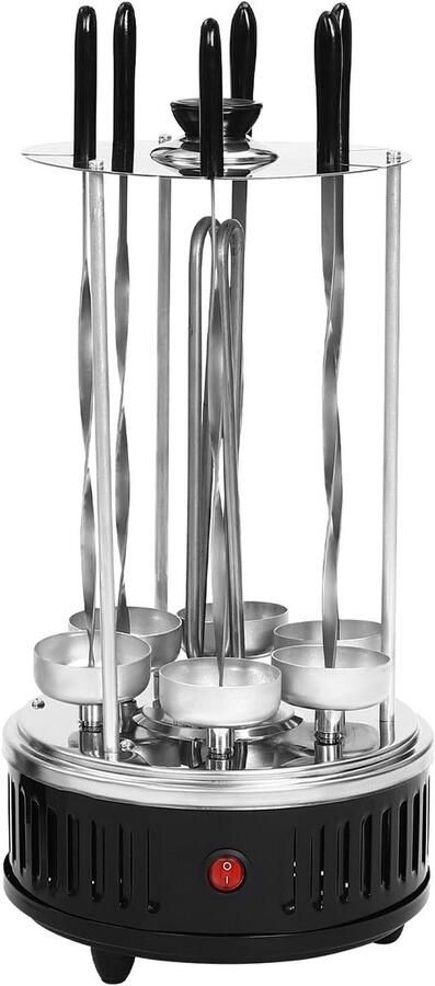 Verticale Grill Draaiende Spies Lekkere Snacks Automatische Rotatie 1000 Watt Zilver