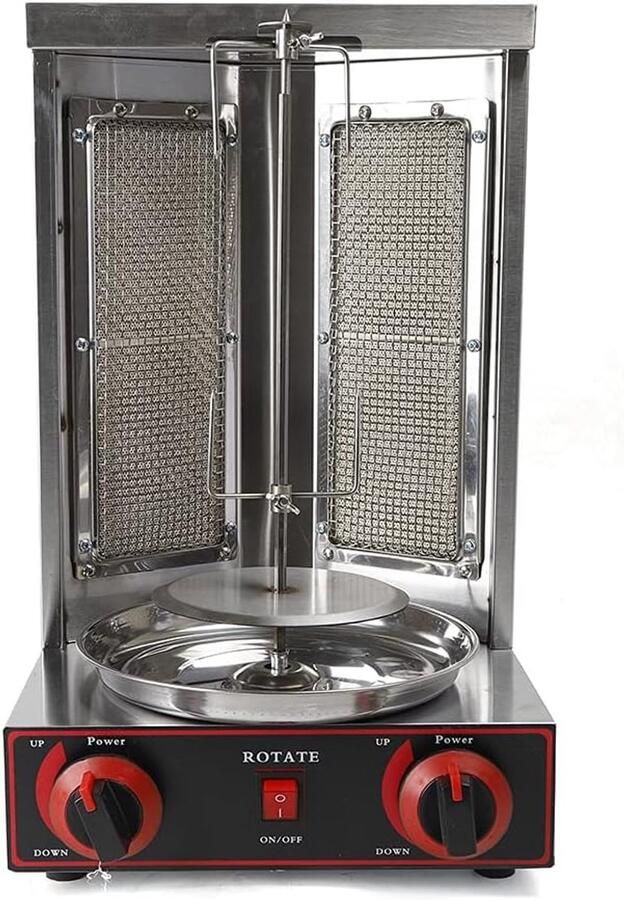 Verticale Grill Draaigrill Tafelgrill Thuis Grillen 360° Warmteverdeling 29.5 x 30 x 48cm Roestvrij staal