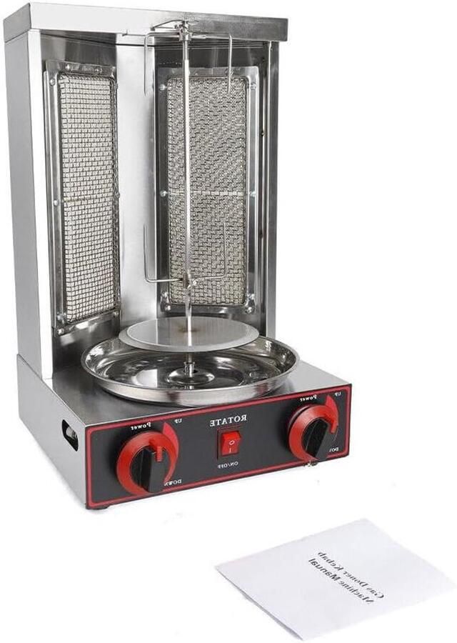 Verticale Grill Gyros Grill Kebab Vetvrij Grillen Thuis 360 Graden Rotatie 8 kg Capaciteit Zwart