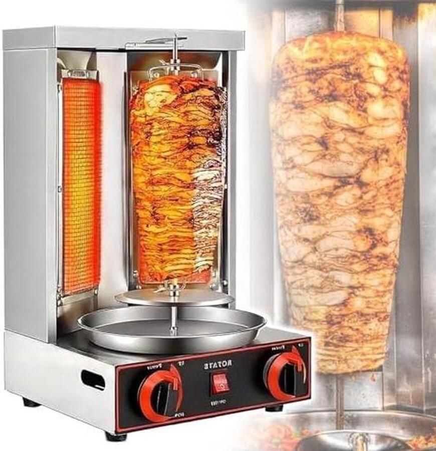 Verticale Grill Gyros Kebab Professioneel Grillen Automatische Rotatie 12 Lbs Capaciteit Zilverkleurig
