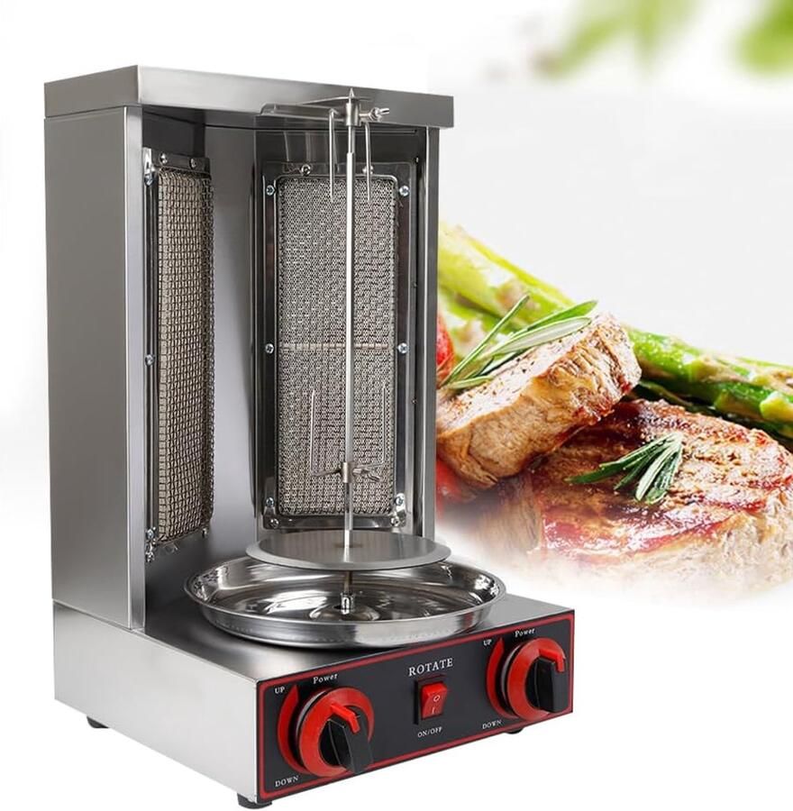 Verticale Grill Kebab Machine Thuis Grillen 360 Graden Rotatie 30 x 30 x 48 cm