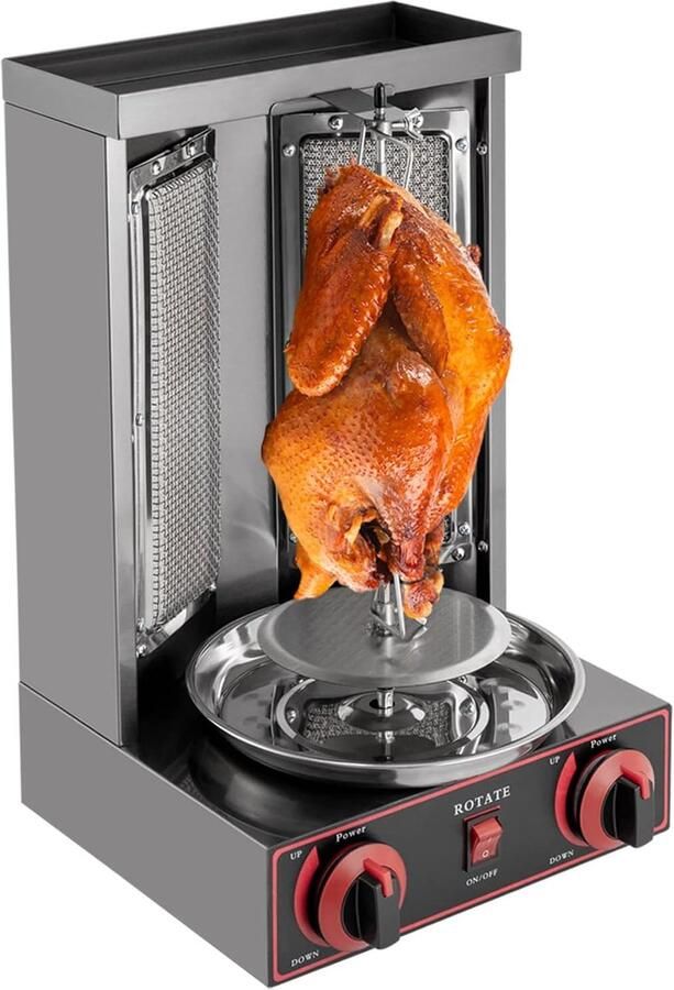 Verticale Grill Kebab Machine Vlees Grillen 360 Graden Rotatie 12 kg Capaciteit Zwart