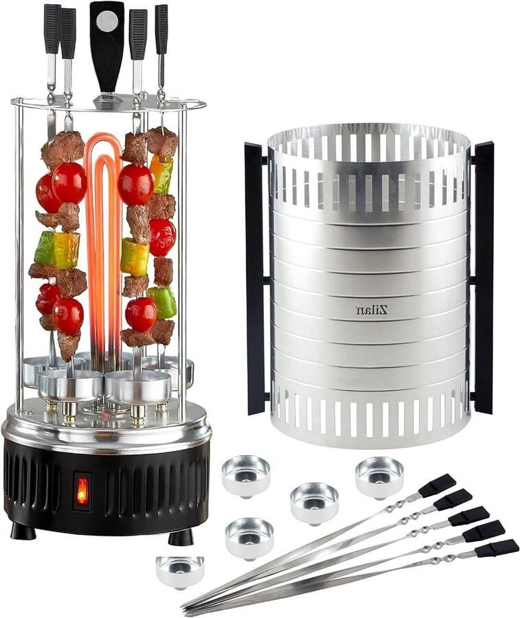 Verticale Grill Kebab Maker Vetvrij Grillen Keramisch Verwarmingselement 50 x 25 x 25 cm Aluminium