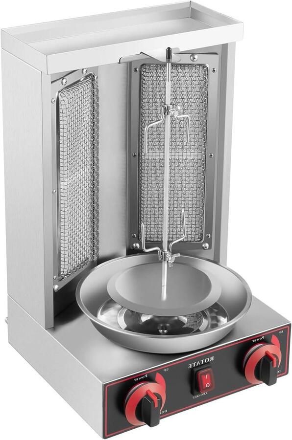 Verticale Grill Kipgrill Tafelgrill Gelijkmatig Garen 360 Graden Rotatie 50 x 335 x 33 cm Zwart