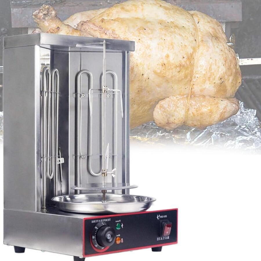 Verticale Grill Roterende Oven Gelijkmatig Grillen Automatische Rotatie 295x265x485mm Zilver