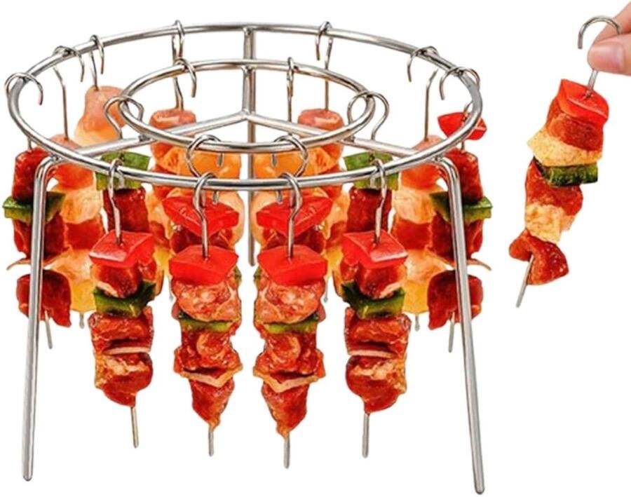 Verticale Grill Spiesen Spiesrooster Airfryer Vlees Grillen 360 Graden Warmtecirculatie 16 x 10 cm Zilverkleurig