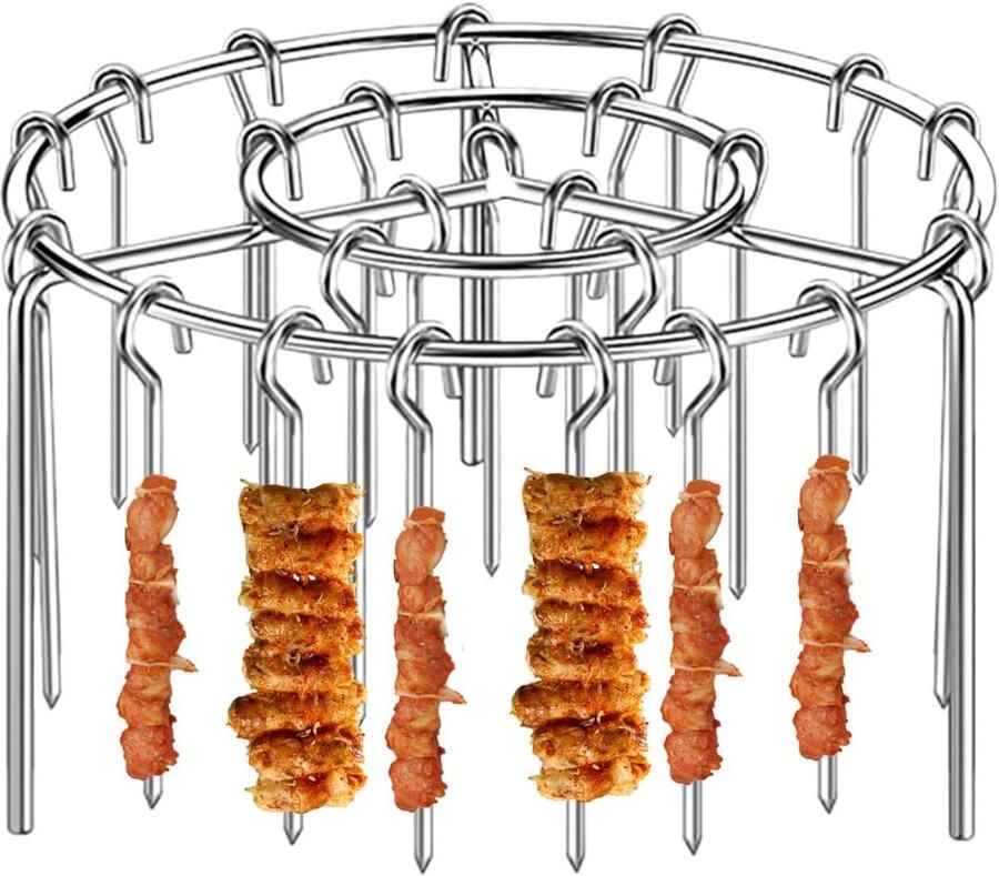 Verticale Grillhouder Kebabhouder Roterend Gelijkmatig Grillen 360° Thermische Circulatie 16 x 10 cm Zilver