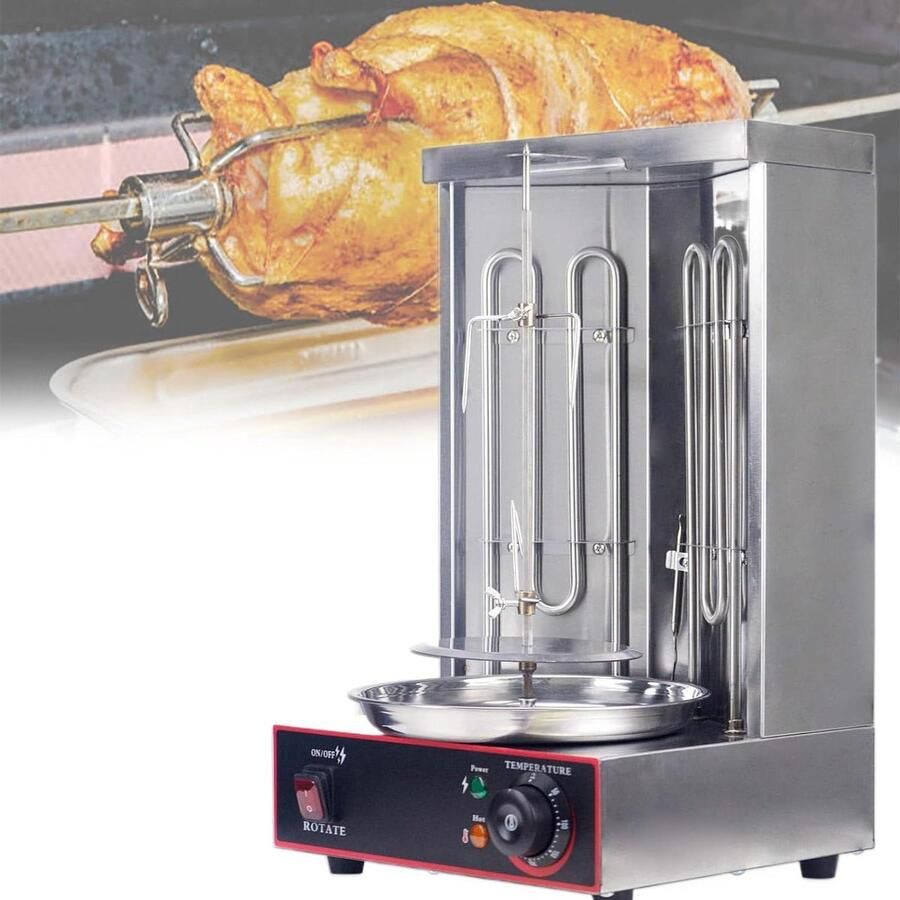 Verticale Kebab Grill Gyros Grill Vlees Roosteren Dubbele Verwarming 5 kg Zilver