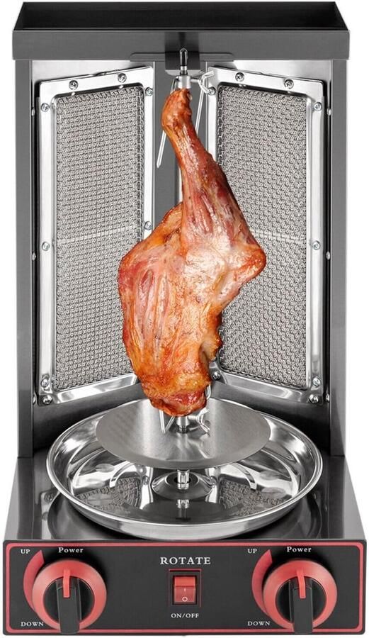 Verticale Kebab Machine Gyros Grill Thuis Grillen Roestvrij Staal 40x30x29.5cm Zwart