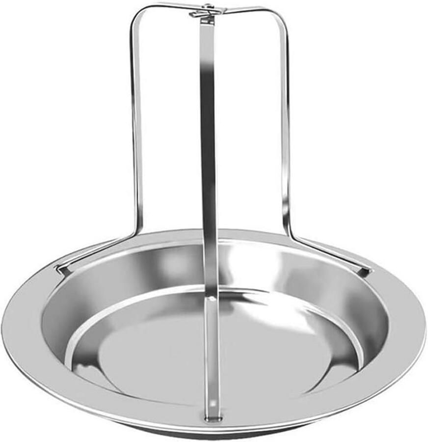 Verticale kippenbraadhouder met opvangbak voor oven en grill