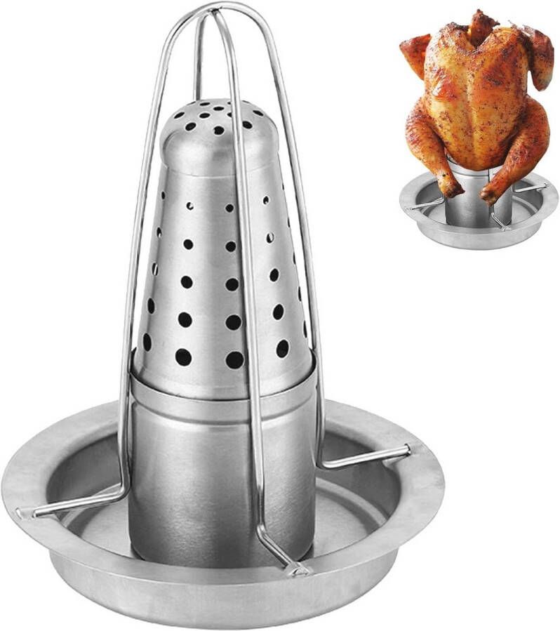 Verticale kippenbrader met antiaanbaklaag en aromahouder Roestvrij staal bakaccessoire voor oven en grill