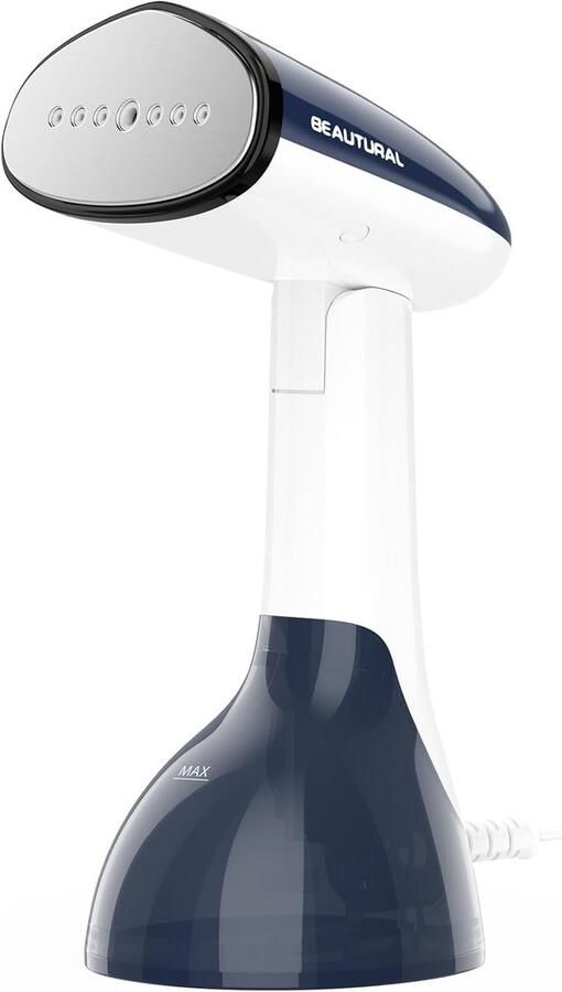 Verticale kledingstomer 1500W opwarmen in 35 seconden 260ml afneembare watertank lekvrij automatisch uitschakelen voor thuis en reizen blauw wit