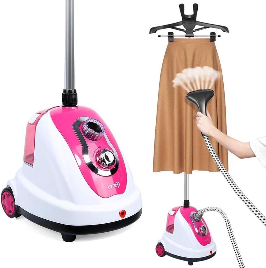 Verticale kledingstomer Stoomstrijkijzer kleding kreukvrij maken Snel opwarmen 60 sec 17 liter tank Roze