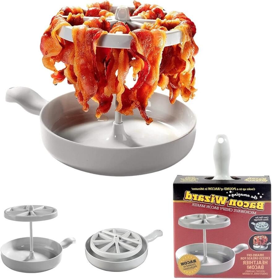 Verticale Magnetron Bacon Koker met Handvat Perfect voor Bacon en Groenten Eenvoudig Schoon te Maken Ideaal voor Gezond Koken