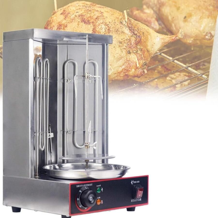 Verticale Rotisserie Oven Kebab Grill Vlees Roosteren Automatische Rotatie 3000W Zilver