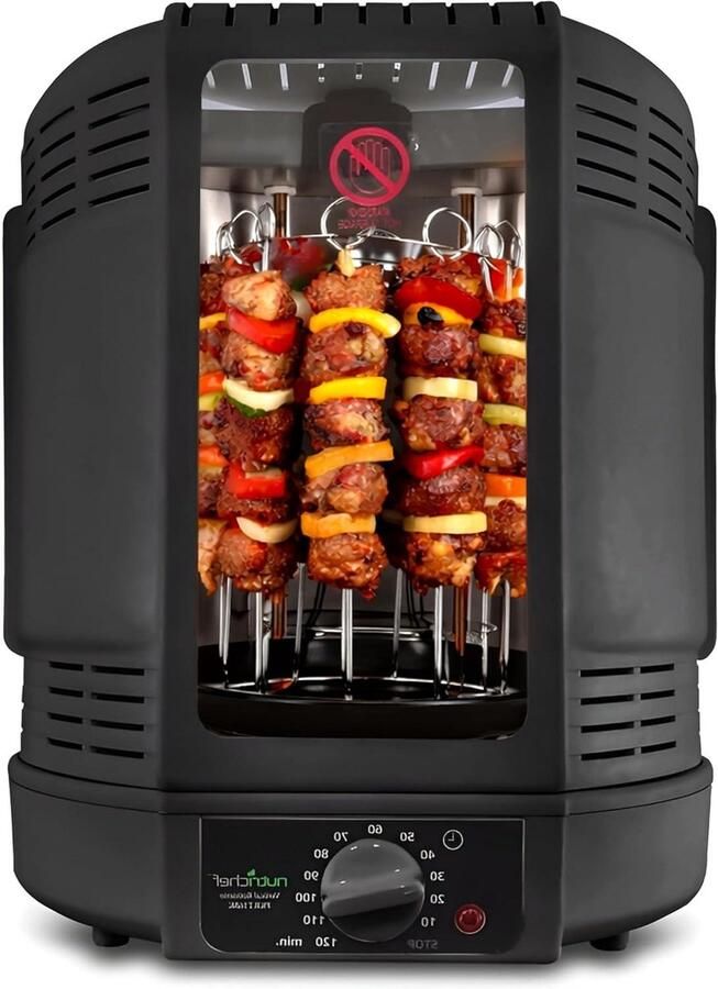 Verticale Rotisserie Oven Kip aan het spit Gezond Koken Compact Efficiënt Ontwerp 10 Liter Capaciteit Zwart