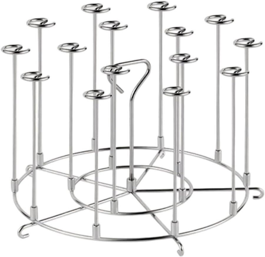 Verticale Spies Houder Barbecue Naald Oven Gelijkmatig Koken Ruimtebesparend Ontwerp 18.5 x 9.5 cm Zilver