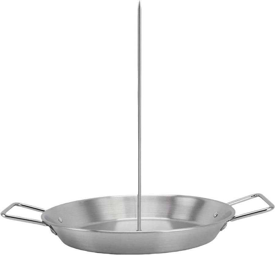 Verticale Spiesgrill Rookoven Accessoire Gelijkmatig Grillen Met Lekbak 25 cm Diameter Zilverkleurig
